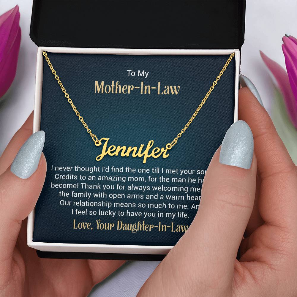 Custom Name Necklace w/ Message Card - For Mother-in-Law