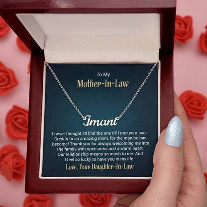 Custom Name Necklace w/ Message Card - For Mother-in-Law